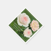 Elegante roze perzik witte rozen floraal servet (Hoek)