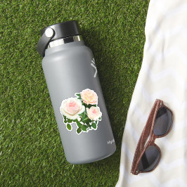 Elegante roze perzik witte rozen floraal sticker