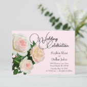 Elegante roze perzik witte rozen kaart (Staand voorkant)