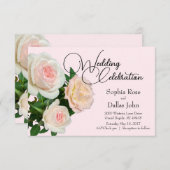 Elegante roze perzik witte rozen kaart (Voorkant / Achterkant)