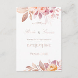 : Elegante Roze & Perzikroze Trouwuitnodiging Kaart