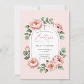 Elegante Roze Pioen Baptism Kaart (Voorkant)