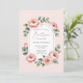 Elegante Roze Pioen Baptism Kaart (Staand voorkant)