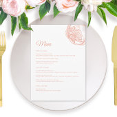 Elegante roze pioen bloem bruiloft menu