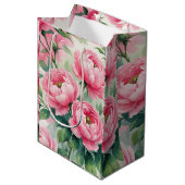 Elegante Roze Pioen Bloem Medium Cadeauzakje (Voorkant Gekanteld)