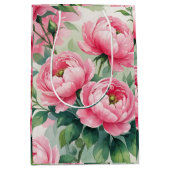 Elegante Roze Pioen Bloem Medium Cadeauzakje (Voorkant)