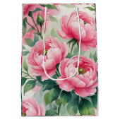 Elegante Roze Pioen Bloem Medium Cadeauzakje (Achterkant)