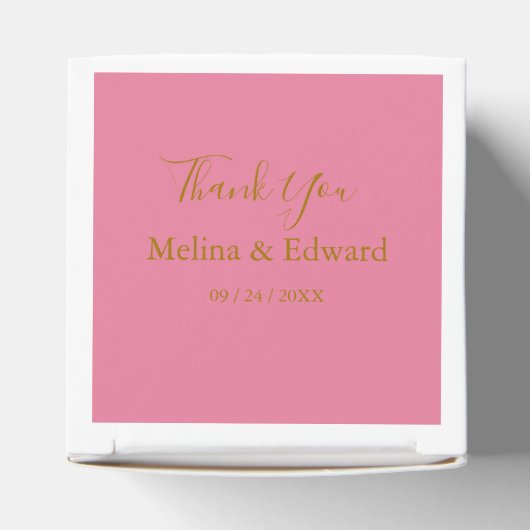 Elegante Roze Pioen Bloemen Bruiloft Bedankdoosjes (Bovenkant)