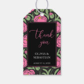 Elegante roze pioen bloemen bruiloft dank u cadeaulabel (Voorkant)