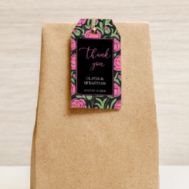 Elegante roze pioen bloemen bruiloft dank u cadeaulabel