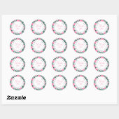 Elegante roze pioen bloemen bruiloft dank u ronde sticker (Vel)