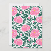 Elegante roze pioen bloemen bruiloft kaart (Achterkant)