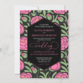 Elegante roze pioen bloemen bruiloft kaart (Voorkant)