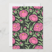 Elegante roze pioen bloemen bruiloft kaart (Achterkant)