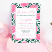 Elegante roze pioen bloemen bruiloft kaart