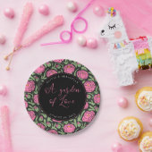 Elegante roze pioen bloemen bruiloft papieren bordje (Feest)