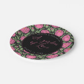 Elegante roze pioen bloemen bruiloft papieren bordje (Gekanteld)