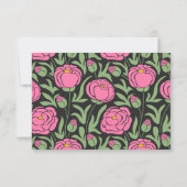 Elegante roze pioen bloemen bruiloft RSVP kaartje (Achterkant)