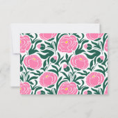 Elegante roze pioen bloemen bruiloft RSVP kaartje (Achterkant)