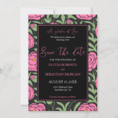 Elegante roze pioen bloemen bruiloft save the date (Voorkant)