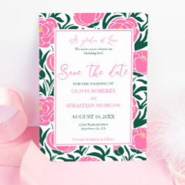 Elegante roze pioen bloemen bruiloft save the date
