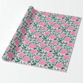 Elegante roze pioen bloemen cadeaupapier (Uitgerold)