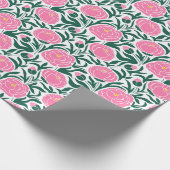 Elegante roze pioen bloemen cadeaupapier (Hoek)