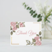 Elegante roze pioen  Bloemen Dank u Briefkaart (Staand voorkant)