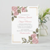 Elegante Roze Pioen Bloemen Huwelijk Lente Botanis Kaart (Staand voorkant)