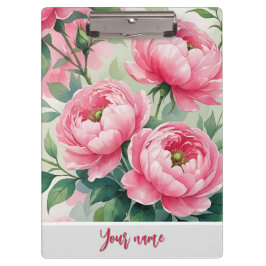 Elegante Roze Pioen Bloemig Klembord