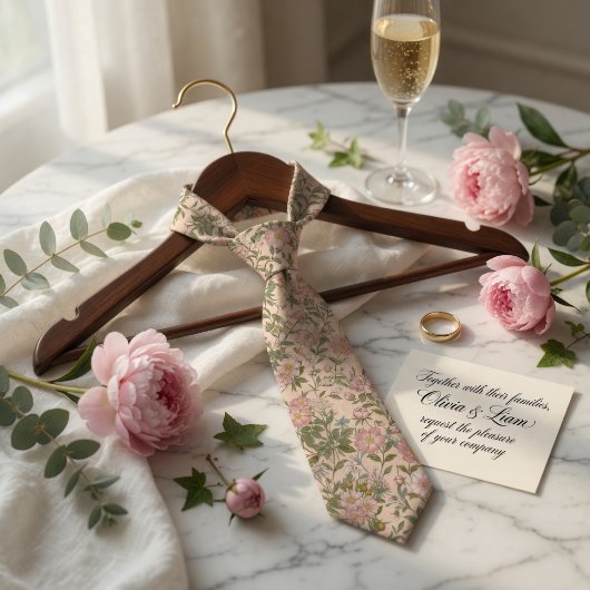 Elegante Roze Pioen Bloemig Stropdas