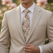 Elegante Roze Pioen Bloemig Stropdas