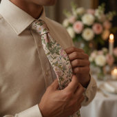 Elegante Roze Pioen Bloemig Stropdas
