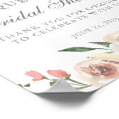 Elegante Roze Pioen Bloemige Bruids-Shower Poster (Hoek)