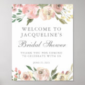 Elegante Roze Pioen Bloemige Bruiloft Feest Poster (Voorkant)