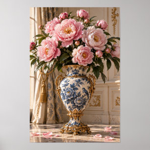 Elegante Roze Pioen Bloemige Muurkunst – Botanisch Poster