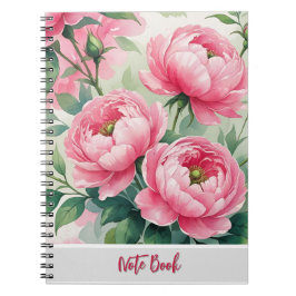 Elegante Roze Pioen Bloemige Notitieboek