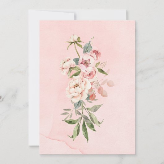 Elegante roze pioen bloemige verlovingsfeest kaart (Achterkant)