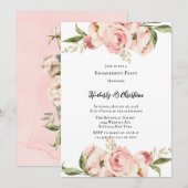 Elegante roze pioen bloemige verlovingsfeest kaart (Voorkant / Achterkant)