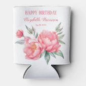 Elegante roze pioen botanische verjaardag brunch blikjeskoeler (Voorkant)