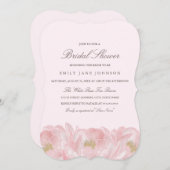 Elegante roze pioen bruids douche uitnodiging (Voorkant / Achterkant)