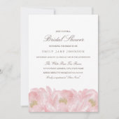 Elegante roze pioen bruids douche uitnodiging (Voorkant)