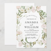 Elegante roze pioen bruiloft kaart (Voorkant / Achterkant)