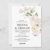 Elegante roze pioen bruiloft kaart (Voorkant)