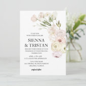 Elegante roze pioen bruiloft kaart (Staand voorkant)