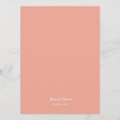 Elegante roze pioen bruiloft tijdlijn programmakaart (Achterkant)