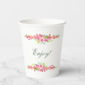 Elegante Roze Pioen Bruiloftsborrel Papieren Bekers (Voorkant)