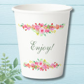 Elegante Roze Pioen Bruiloftsborrel Papieren Bekers