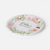 Elegante Roze Pioen Bruiloftsborrel Papieren Bordje (Gekanteld)