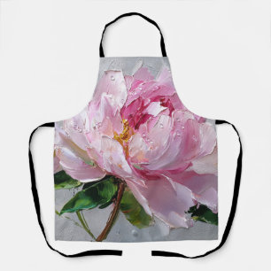 Elegante Roze Pioen Dikke Impasto Olie Schildering Schort